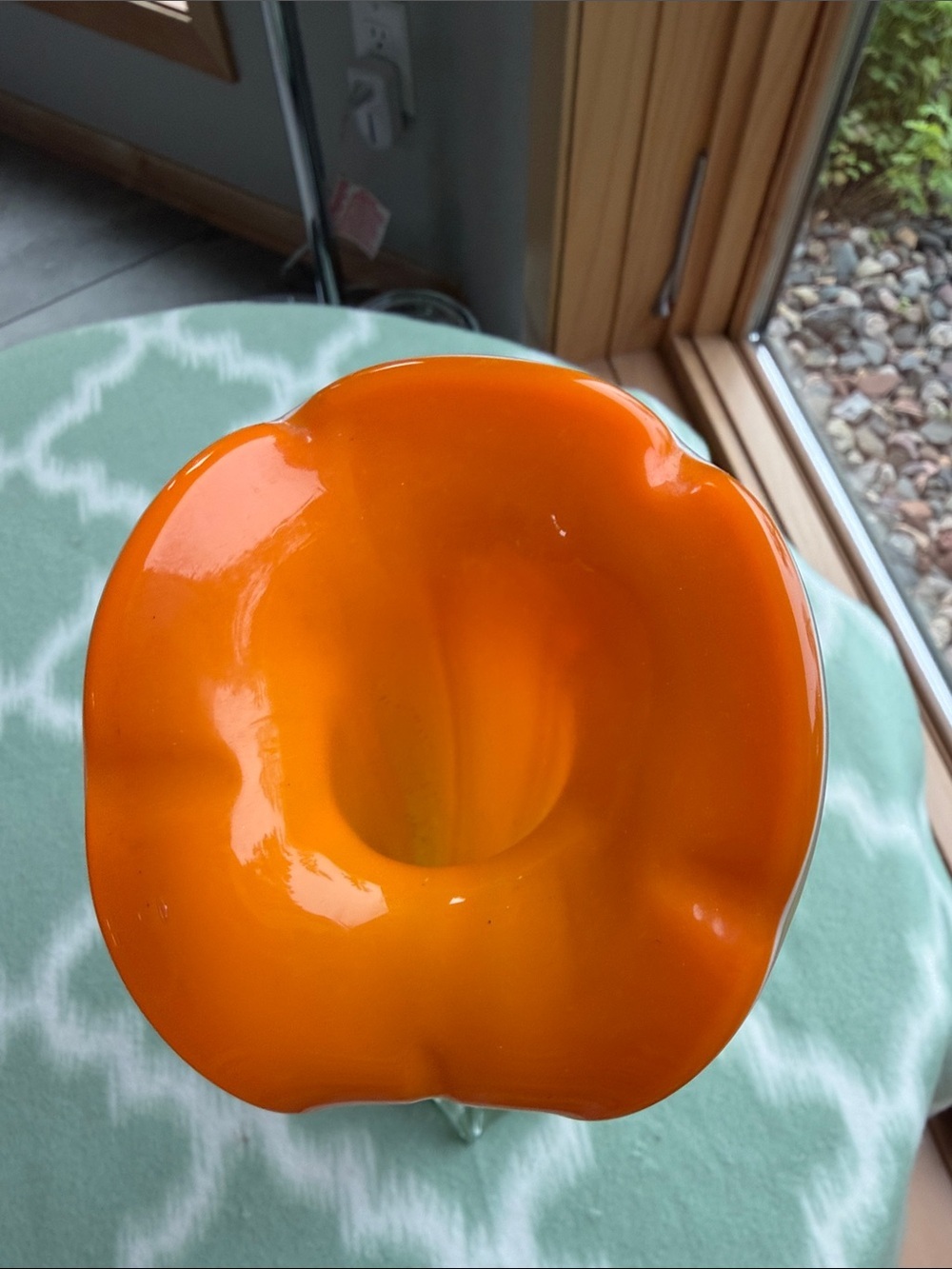 Vintage Italian Murano Jack in the Pulpit Art Glass Vase MCM Orange White Green - Picture 3 of 13